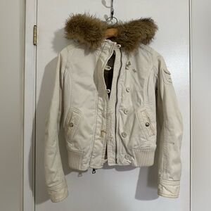 VINTAGE ABERCROMBIE & FITCH Fur Lined Jacket with Removable Hood Fur Trim GUC